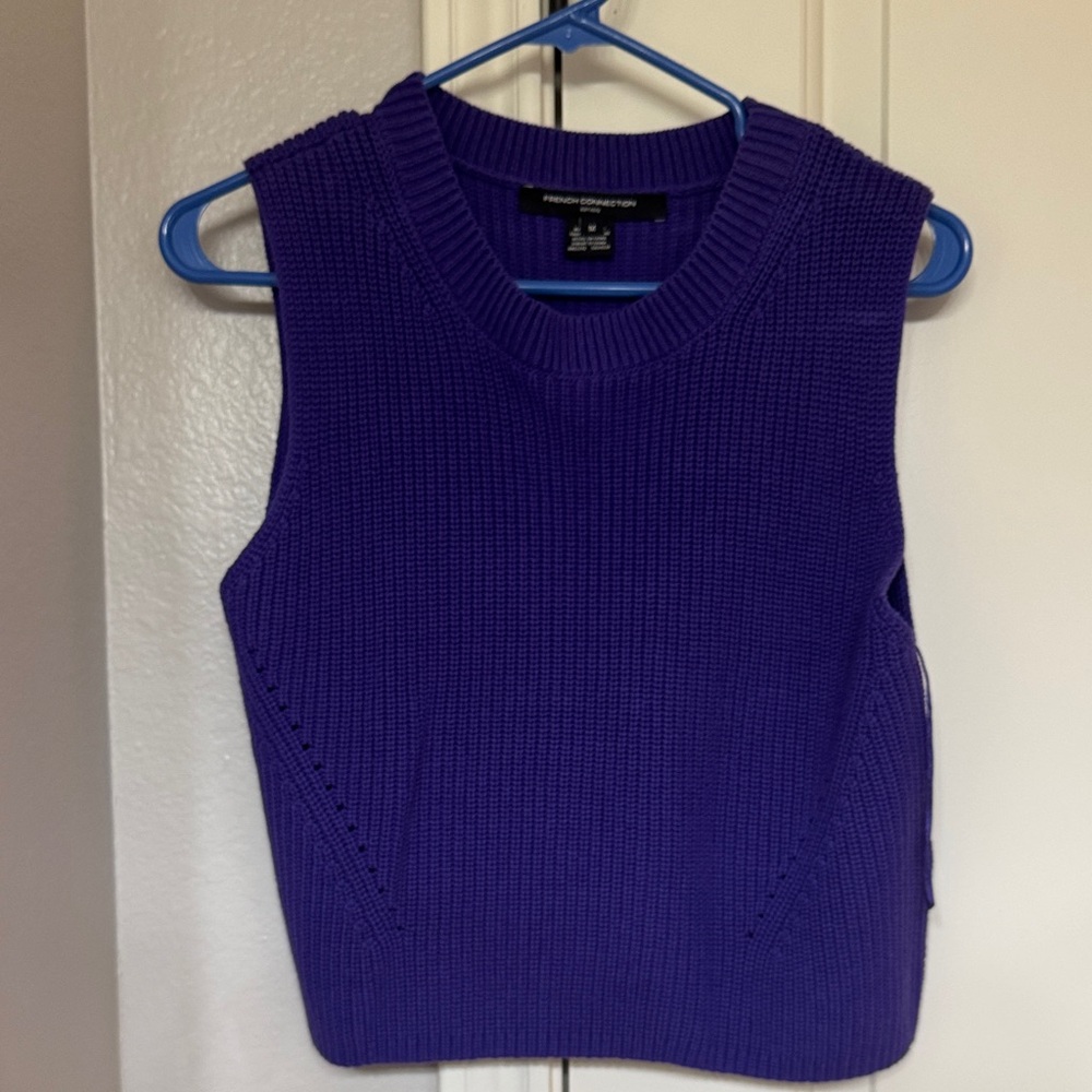 French Connection Purple Knit Sleeveless Sweater Vest